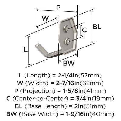 Satin Nickel Double Prong Decorative Wall Hook