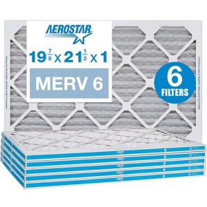Aerostar 19 7/8 x 21 1/2x1 MERV 6 Pleated Air Filter, AC Furnace Air Filter, 6PK (Actual Size: 19 7/8"x21 1/2"x3/4") - 1 of 1