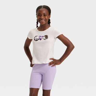 Girls' Short Sleeve Fitted Flip Sequin T-Shirt - Cat & Jack™
