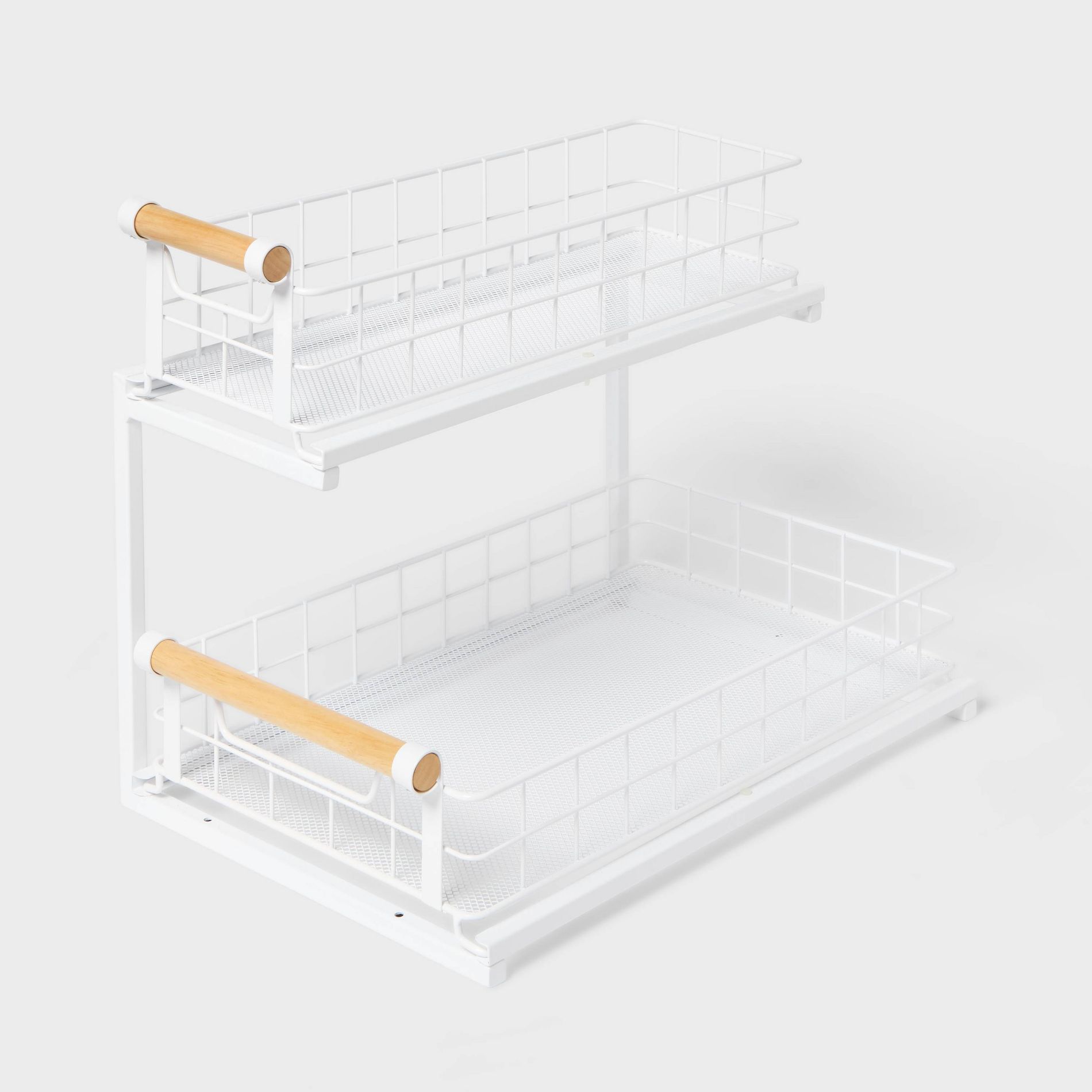 Wood and Wire 2 Tier Under Sink Organizer White - Brightroom™