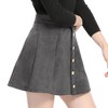 INSPIRE CHIC Women's Faux Suede Button Front A-Line High Waisted Mini Short Skirt - 4 of 4