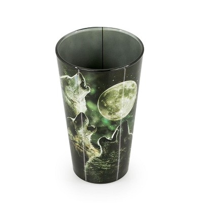 Ceramic Wolf Pack Howling at Moon 16oz Pint Glass