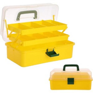 3-Layer Plastic Storage Box with Adjustable Dividers and Handle - 1 of 4