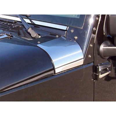 QAA is Compatible with 2007-2018 Jeep Wrangler JK 2 Piece Stainless Upper Hood Accent Trim HD47085