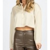 Women's CROPPED SILKY BUTTON BLOUSE - Mimosa - 3 of 4