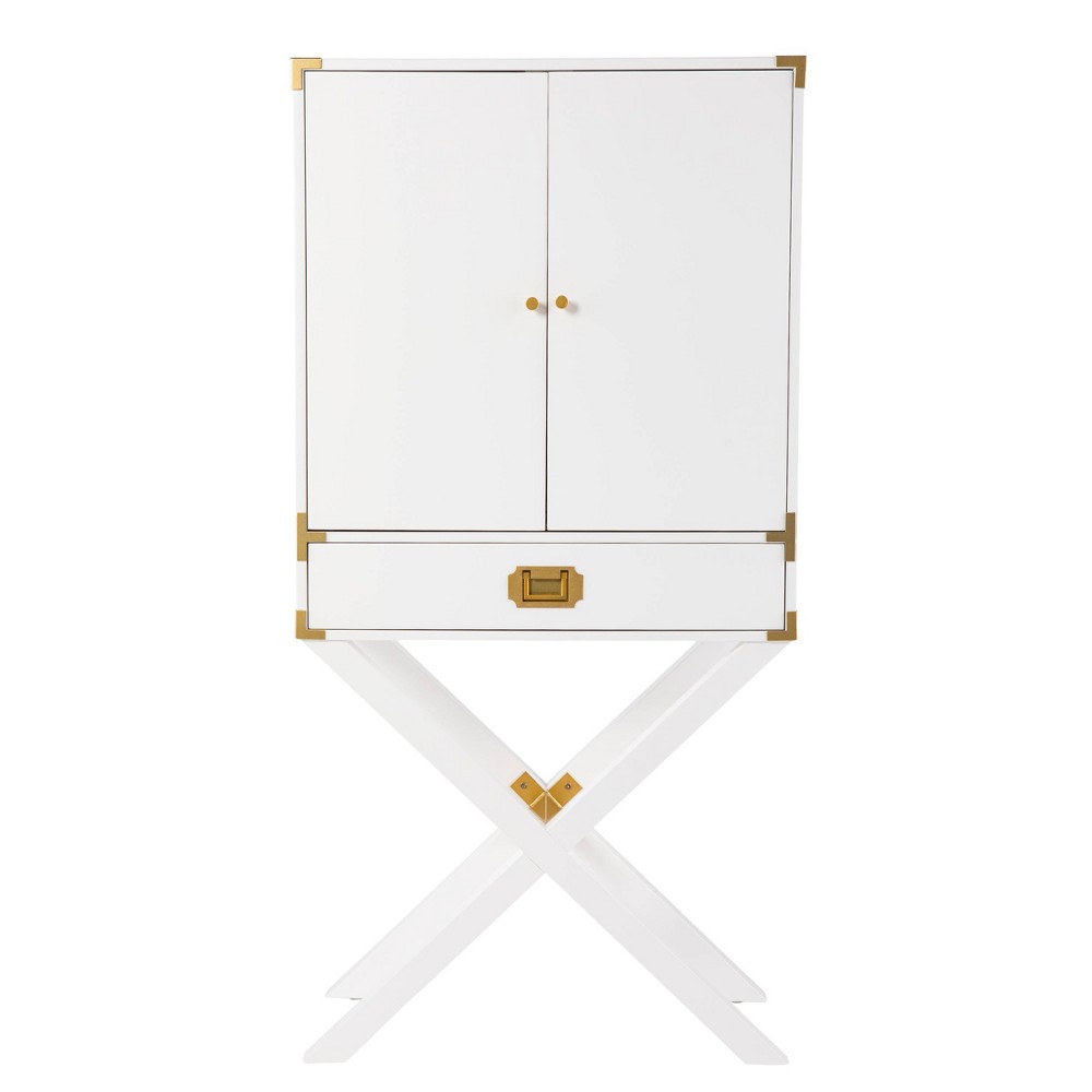 Photos - Display Cabinet / Bookcase Claude Tall Bar Cabinet with Storage White/Gold - Aiden Lane