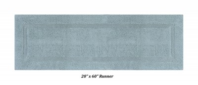 Luxurious Blue Cotton Tufted Reversible Bath Rug Set - 3 Pieces