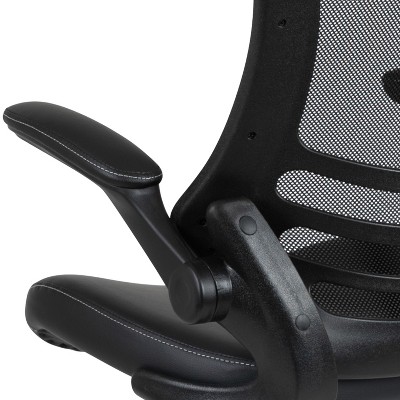 ErgoComfort 51" Black Mesh & Leather Drafting Chair with Adjustable Arms