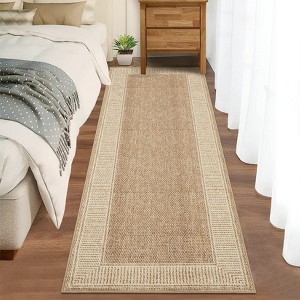 Modern Washable Geometric Bordered Area Rugs, Soft Non Slip Dinning Room Carpet for Bedroom Living Room - 1 of 4