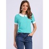 INSPIRE CHIC Women's Peter Pan Collar Keyhole Back Vintage Polka Dots Blouses - 3 of 4