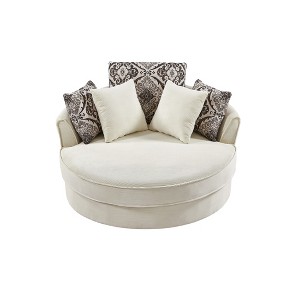 GlasFlength Sectional Sofas,Luxurious Round Sofa, Adorned with Contrasting Throw Pillows,White51.5"*40.5"*33" - 1 of 4