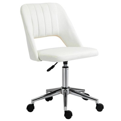 Resenkos Office Chair, Ergonomic Desk Chairs,Computer Chair,Modern Mid Back Office Chair with Velvet Fabric, Swivel Computer Armless Desk Chair, Cream