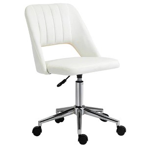Resenkos Office Chair, Ergonomic Desk Chairs,Computer Chair,Modern Mid Back Office Chair with Velvet Fabric, Swivel Computer Armless Desk Chair, Cream - 1 of 4