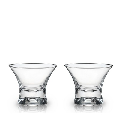 Viski Heavy Base Stemless Crystal Manhattan Glasses Set of 2