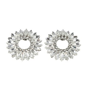 Unique Bargains Women's Oval Rhinestone Wedding Shoe Clips Silver Tone 2 Pcs - 1 of 4