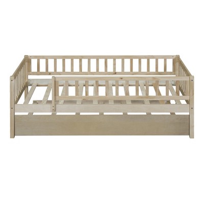 Bellemave Twin Trundle beds for Kids, Daybed with Trundle, Wood Twin Bed for Teens, Adults, No Box Spring Needed,Natural