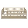 Twin/Full Size Wood Daybed with Trundle and Fence Guardrails - ModernLuxe - 4 of 4