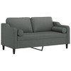 vidaXL Dark Gray 2-Seater Fabric Sofa with Throw Pillows, Comfortable and Easy-to-Clean for Living Room or Lounge - 2 of 4