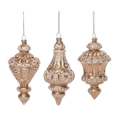 Transpac Glass White/Silver Ornament Set of 3 Home Decorations Christmas
