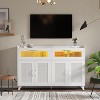Jojoka 47inch Rustic Sideboard Buffet with Drawers & Doors, Media Console Table with Charging Station and LED Light - 3 of 4
