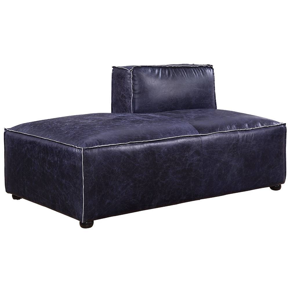 54" Birdie Grain Leather Chaise Lounge Vintage Blue - Acme Furniture