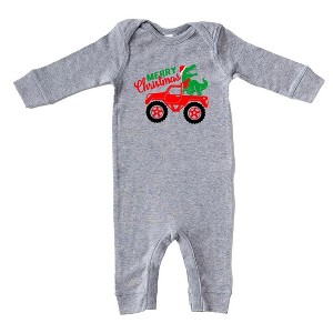 The Juniper Shop Christmas Dino Truck Baby Romper - 1 of 3