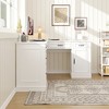 Famapy L - Shaped White Corner Desk Computer Desk with Desktop Socket Office Desk: Spacious Workspace & Ample Storage Writing desk - 2 of 4
