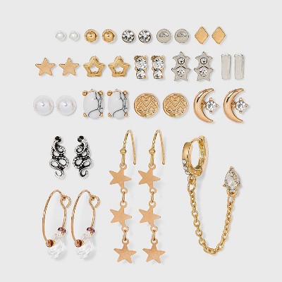 Mixed Stud Cuff Pack with Snake and Star Stud Earring Set 18pc - Wild Fable™