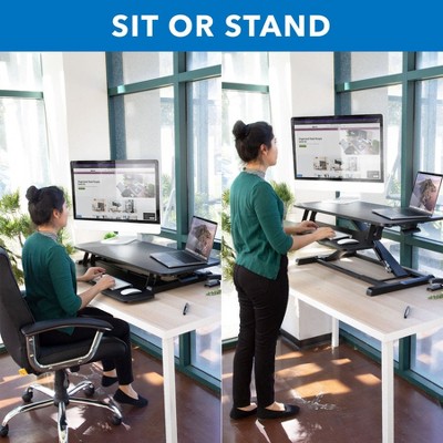 ErgoFlex Black Adjustable Standing Desk Converter, 37" Dual Monitor Capacity