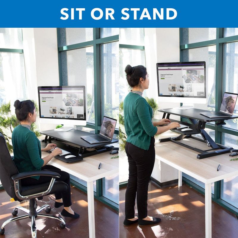 Mount-It! Standing Desk Converter | Height Adjustment from 4.3" to 19.9" | 37 Lbs. Weight Capacity | Black, 6 of 11