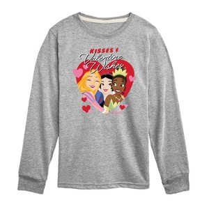 Girls' - Disney Princess - Kisses and Valentine Wishes Long Sleeve Graphic T-Shirt - 1 of 4