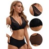 INSPIRE CHIC Women's Deep V Neck Lace Sheer Front Closure Wirefree Tank Back Training Plunge Bras - 3 of 4
