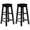 PJ Wood Classic Round Seat 29" Tall Kitchen Counter Stools for Homes, Dining Spaces, and Bars with Backless Seats & 4 Square Legs, Black (Set of 8) - 2 of 4