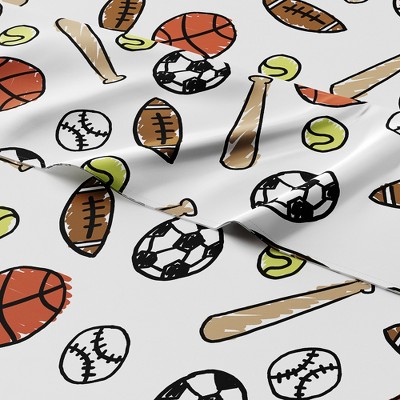Twin Sports Print Deep Pocket Kids Microfiber Sheet Set