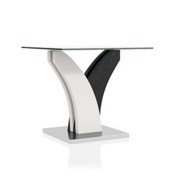 Niessa Contemporary End Table White/Dark Gray/Chrome - HOMES: Inside + Out