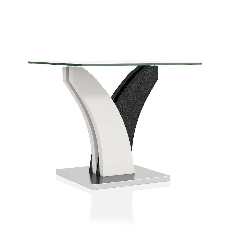 Niessa Contemporary End Table White/Dark Gray/Chrome - HOMES: Inside + Out, 1 of 6