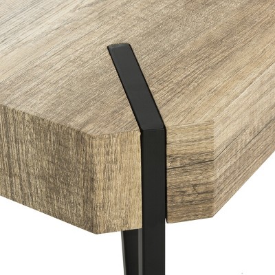 Rustic Mid-Century Brown Wood Coffee Table with Black Metal Legs