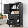 Bathroom Storage Cabinet with 2 Doors and 2 Drawers, Freestanding MDF Cabinet with Adjustable Shelf, Anti-Tip Device - 4 of 4