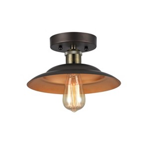 Chloe Lighting Karl Industrial-Style 1 Light Rubbed Bronze Semi-Flush Ceiling Fixture 10" Shade - 1 of 2