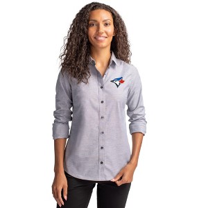 Toronto Blue Jays Cutter & Buck Stretch Oxford Womens Long Sleeve Dress Shirt - 1 of 1