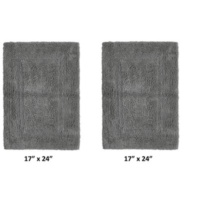 Luxurious Gray Cotton Tufted Reversible Bath Rug Set