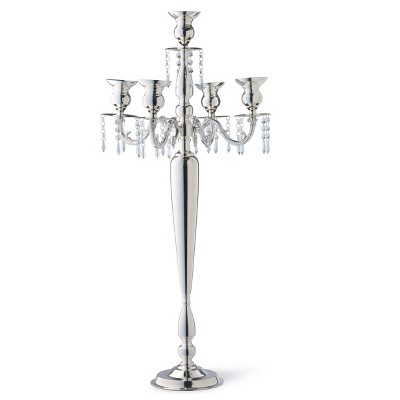 Wedding Candelabra with Crystals Silver 23" - National Tree Company