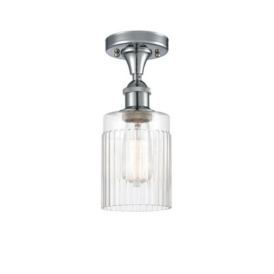 Hadley - 1 Light Semi-Flush Mount In Art Deco Style-13 Inches Tall and 4.5 Inches Wide