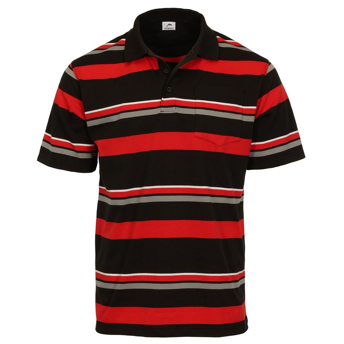 Gioberti Mens Multiple Stripe Polo Shirt With Pocket - Short Sleeve Yarn Dye