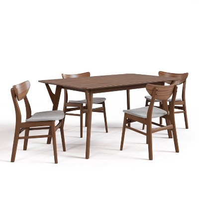 HOMES: Inside + Out 5pc Palm Shade Mid-Century Modern Dining Room Set Walnut