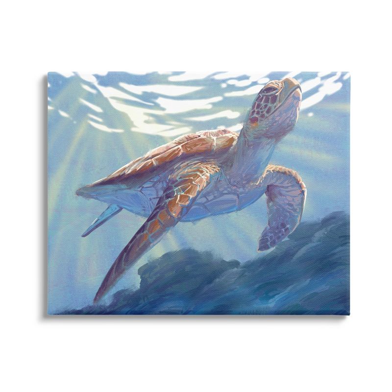 Stupell Deep Ocean Sea Turtle Gallery Wrapped Canvas Wall Art, 1 of 5