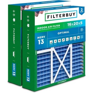 Filterbuy 16x20x5 Air Filter (2-Pack), Pleated MERV 13 Health Defense HVAC AC Furnace Air Filters for Honeywell FC100A1003, Lennox X0592, & More - 1 of 4