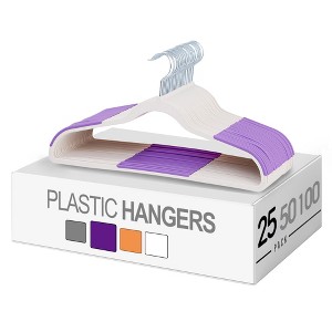 VECELO 25/50 pk Plastic Hanger 360º Swivel Hook Non Slip Coat Hangers with Magic Hangers & Tie Rack - 1 of 4