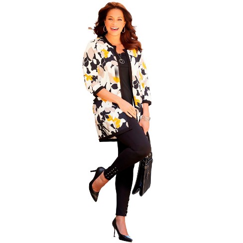 Catherines Women's Plus Size Ponte Print Jacket - image 1 of 2