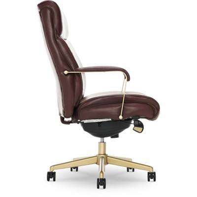 Brown Bonded Leather Ergonomic Executive Office Chair with Lumbar Support